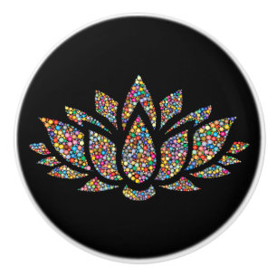 Bouton De Porte En Céramique Fleur Lotus coloré Design Ceramic Knob