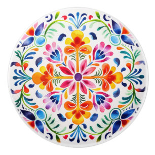Bouton De Porte En Céramique Fleur mexicaine Design Ceramic Knob