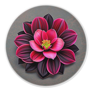 Bouton De Porte En Céramique Fleur noire