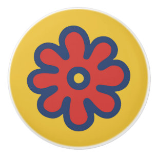 Bouton De Porte En Céramique Fleur Pop Art