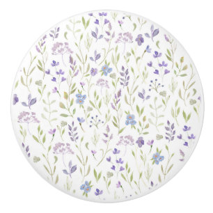 Bouton De Porte En Céramique Fleur Pourpre 