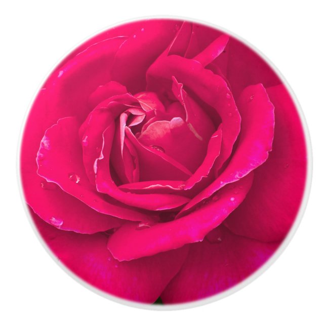 Bouton De Porte En Céramique Fleur rose (Devant)