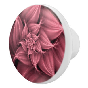 Bouton De Porte En Céramique Fleur rose impressionnant Fractale