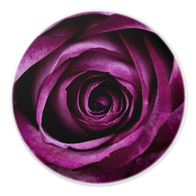 Bouton De Porte En Céramique Fleur Rose violet (Devant)