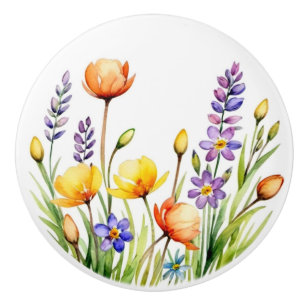 Bouton De Porte En Céramique Fleur sauvage quatre