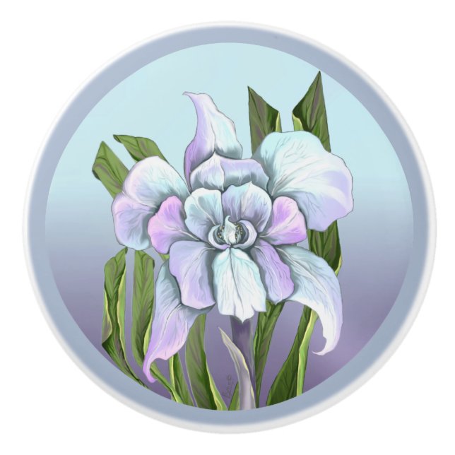 Bouton De Porte En Céramique Fleur Smeraldo (Devant)