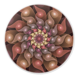 Bouton De Porte En Céramique Fleur surréaliste brillante Art fractal abstrait m