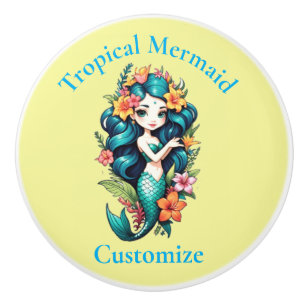 Bouton De Porte En Céramique Fleur tropicale Sirène Thunder_Cove