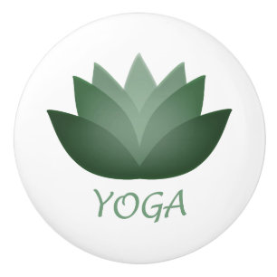 Bouton De Porte En Céramique Fleur verte de Yoga Lotus