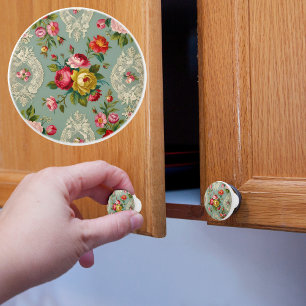 Bouton De Porte En Céramique Fleur vintage élégante
