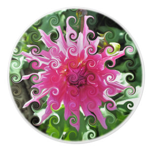 BOUTON DE PORTE EN CÉRAMIQUE FLEURS