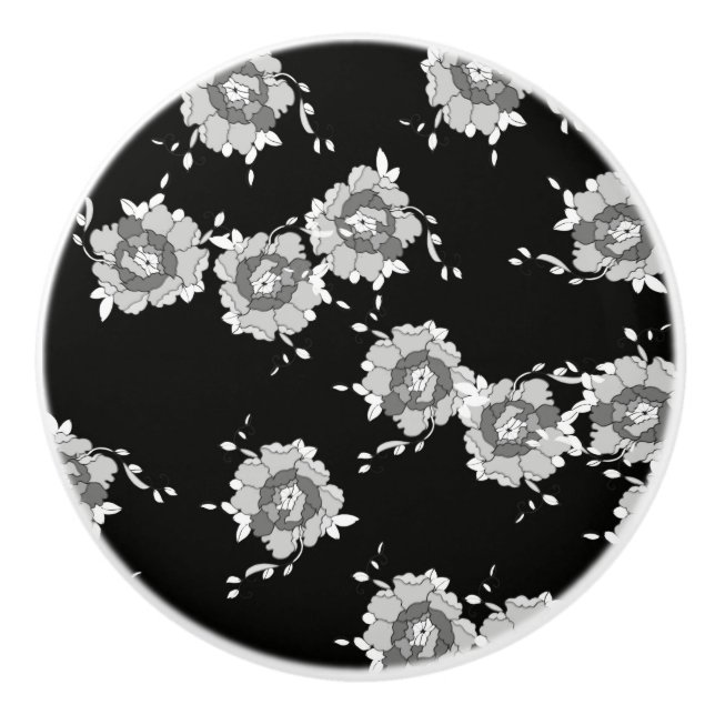 Bouton De Porte En Céramique fleurs (Devant)