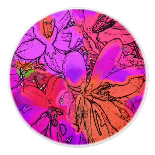 BOUTON DE PORTE EN CÉRAMIQUE FLEURS