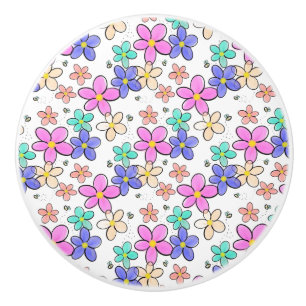 Bouton De Porte En Céramique fleurs arc-en-ciel colorées lumineuses abeilles bo