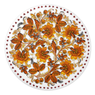 Bouton De Porte En Céramique Fleurs d'ambre Pays élégant
