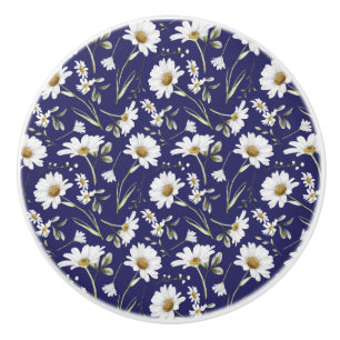 Bouton De Porte En Céramique Fleurs d'aquarelle blanche