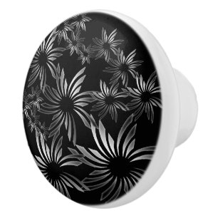 Bouton De Porte En Céramique Fleurs d'argent