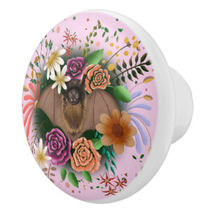 Bouton De Porte En Céramique Fleurs de chauve-souris florales Botaniques