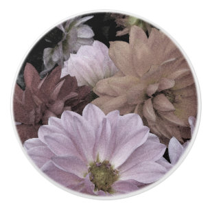 Bouton De Porte En Céramique Fleurs de jardin Florales Abstraites Dahlia Cerami