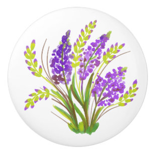 Bouton De Porte En Céramique Fleurs de lavande aquarelle