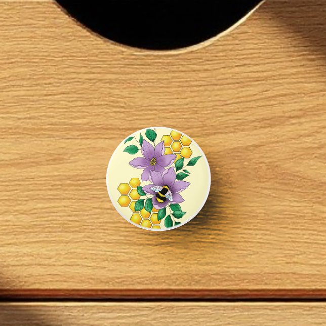 Bouton De Porte En Céramique Fleurs de lavande de bourdon Jaune (Créateur téléchargé)