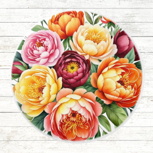 Bouton De Porte En Céramique Fleurs de Pêche Bourgogne Pink Peony motif floral