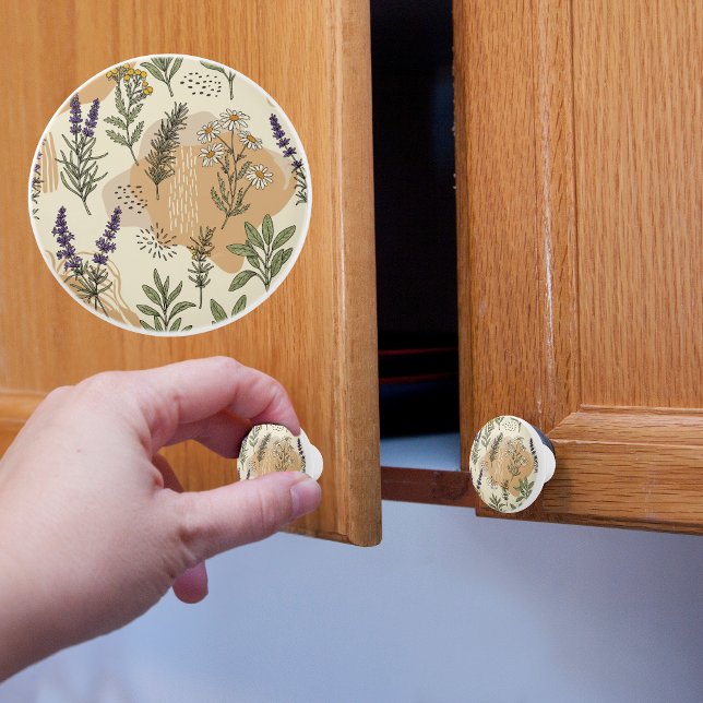 Bouton De Porte En Céramique Fleurs de plantes noix de céramique (Créateur téléchargé)