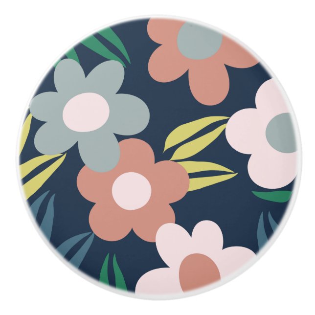 Bouton De Porte En Céramique Fleurs de printemps (Devant)