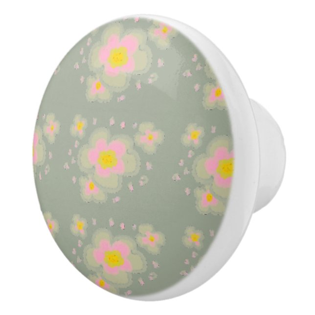 Bouton De Porte En Céramique Fleurs de printemps (Droite)