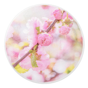 Bouton De Porte En Céramique Fleurs de sakura roses - Cerisier japonais en fleu