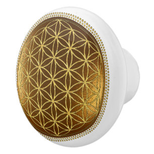 Bouton De Porte En Céramique FLEURS DE VIE - Géométrie Sacrée Médaillon 1