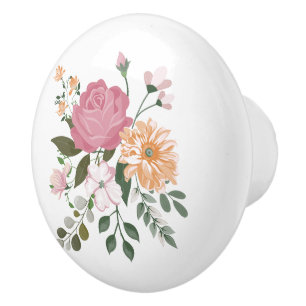 Bouton De Porte En Céramique Fleurs d'eau