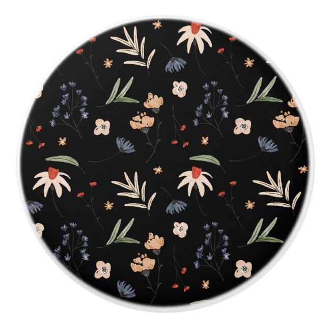 Bouton De Porte En Céramique Fleurs d'eau simples 1 (Devant)