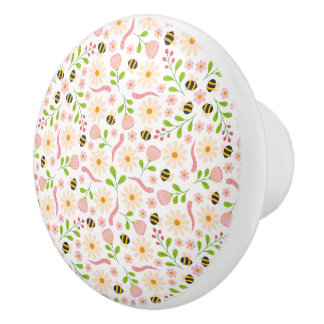 Bouton De Porte En Céramique Fleurs et créatures inspirées de la nature