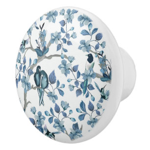 Bouton De Porte En Céramique Fleurs et oiseaux Fleurs et cercles en céramique 