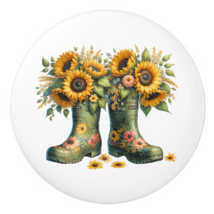 Bouton De Porte En Céramique Fleurs et pousses de jardin
