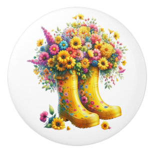 Bouton De Porte En Céramique Fleurs et pousses de jardin