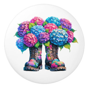 Bouton De Porte En Céramique Fleurs et pousses de jardin