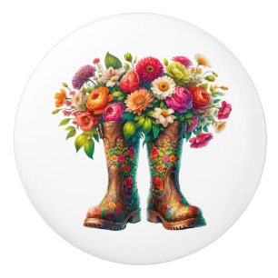 Bouton De Porte En Céramique Fleurs et pousses de jardin