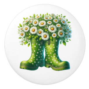 Bouton De Porte En Céramique Fleurs et pousses de jardin