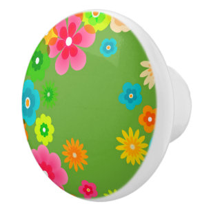 Bouton De Porte En Céramique Fleurs florales colorées de Bohème de Boho rétr