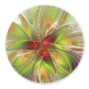 Bouton De Porte En Céramique Fleurs imaginaires fractales douces et tendres