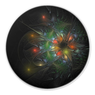 Bouton De Porte En Céramique Fleurs imaginaires fractales douces et tendres