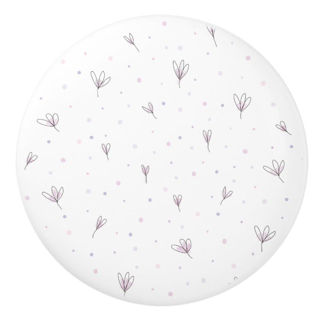 Bouton De Porte En Céramique Fleurs Lilac (Devant)