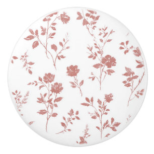 Bouton De Porte En Céramique Fleurs Rose Pâle