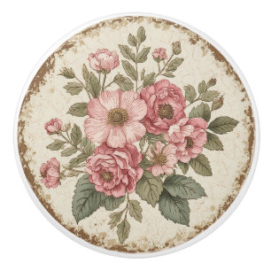 Bouton De Porte En Céramique Fleurs Shabby Chic