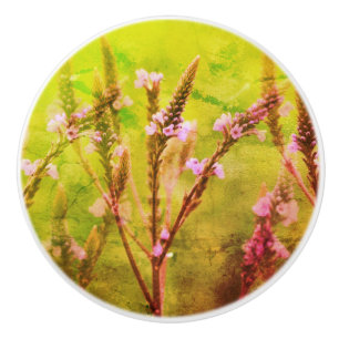 Bouton De Porte En Céramique Fleurs Vervain Sauvages Abstraites