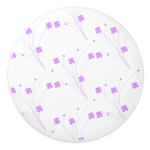 Bouton De Porte En Céramique Fleurs violettes Lilac, Petite Impression Florale