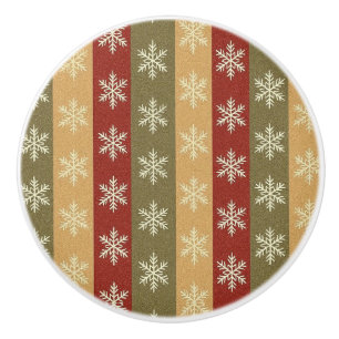 Bouton De Porte En Céramique flocon de Noël rayé coloré traditionnel