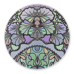 Bouton De Porte En Céramique Floral abstrait pansement motif en mosaïque